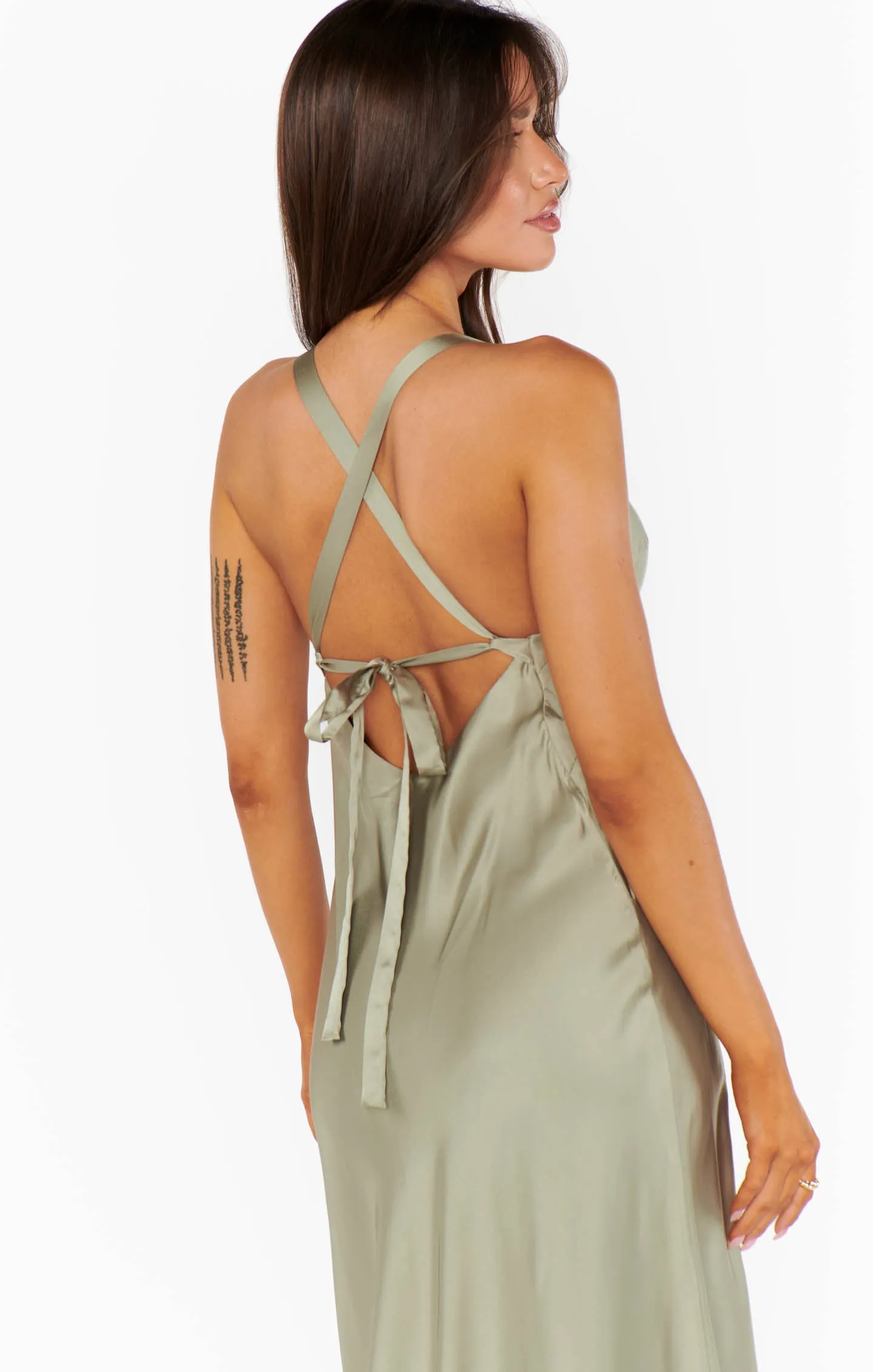 Anderson Maxi Dress ~ Moss Green Luxe Satin