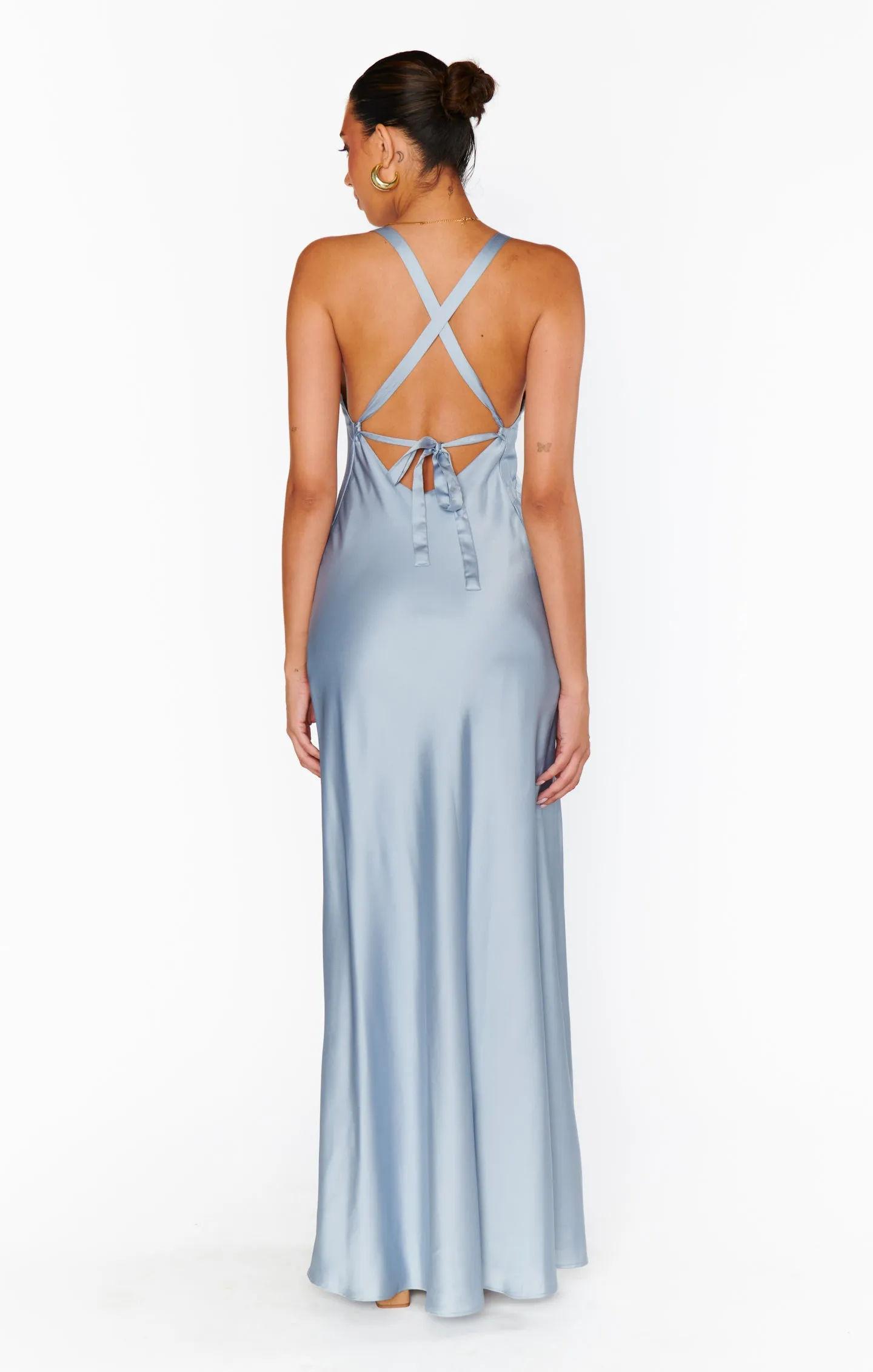 Anderson Maxi Dress ~ Steel Blue Luxe Satin