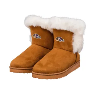 Baltimore Ravens NFL Womens White Fur Boots