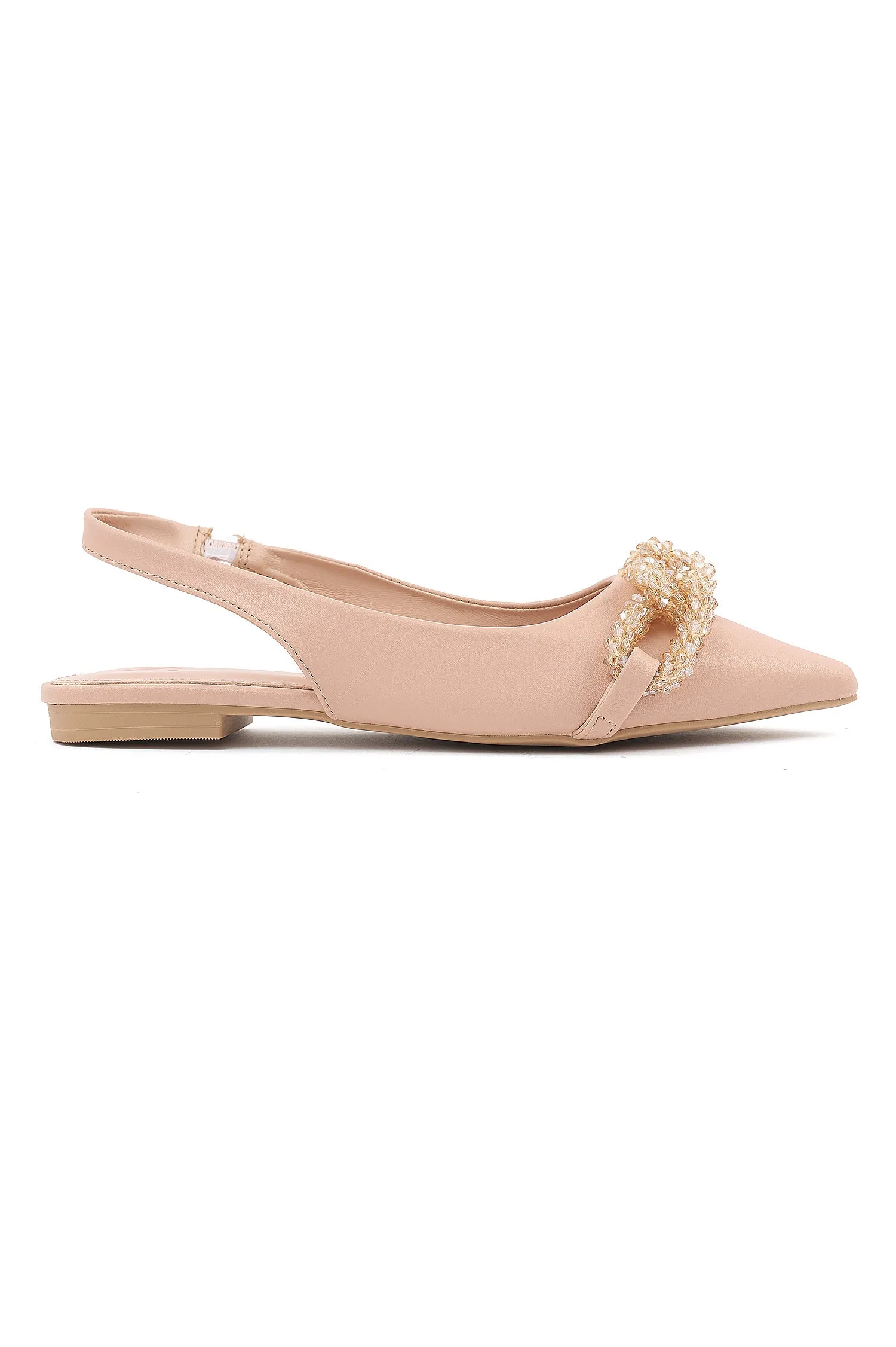 BEADED KNOT FLATS-NUDE