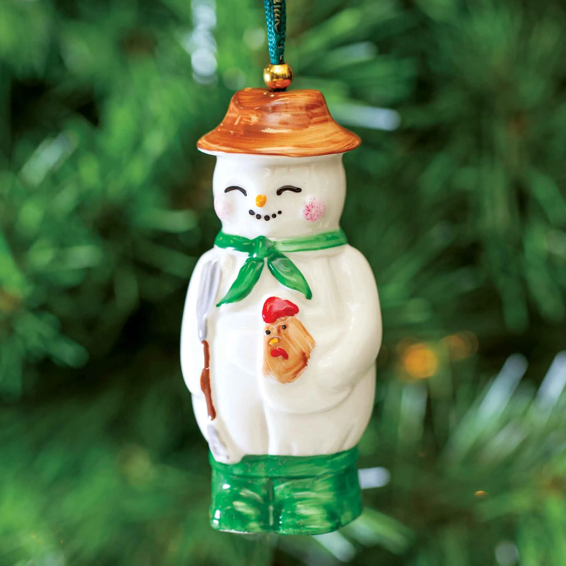 Belleek Farmer Snowman Ornament