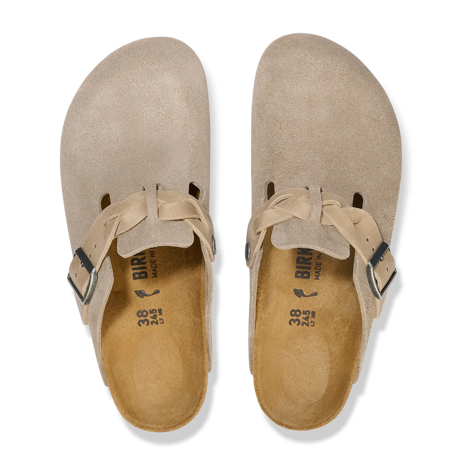 Birkenstock Boston Braid Narrow Clog (Women) - Taupe Suede