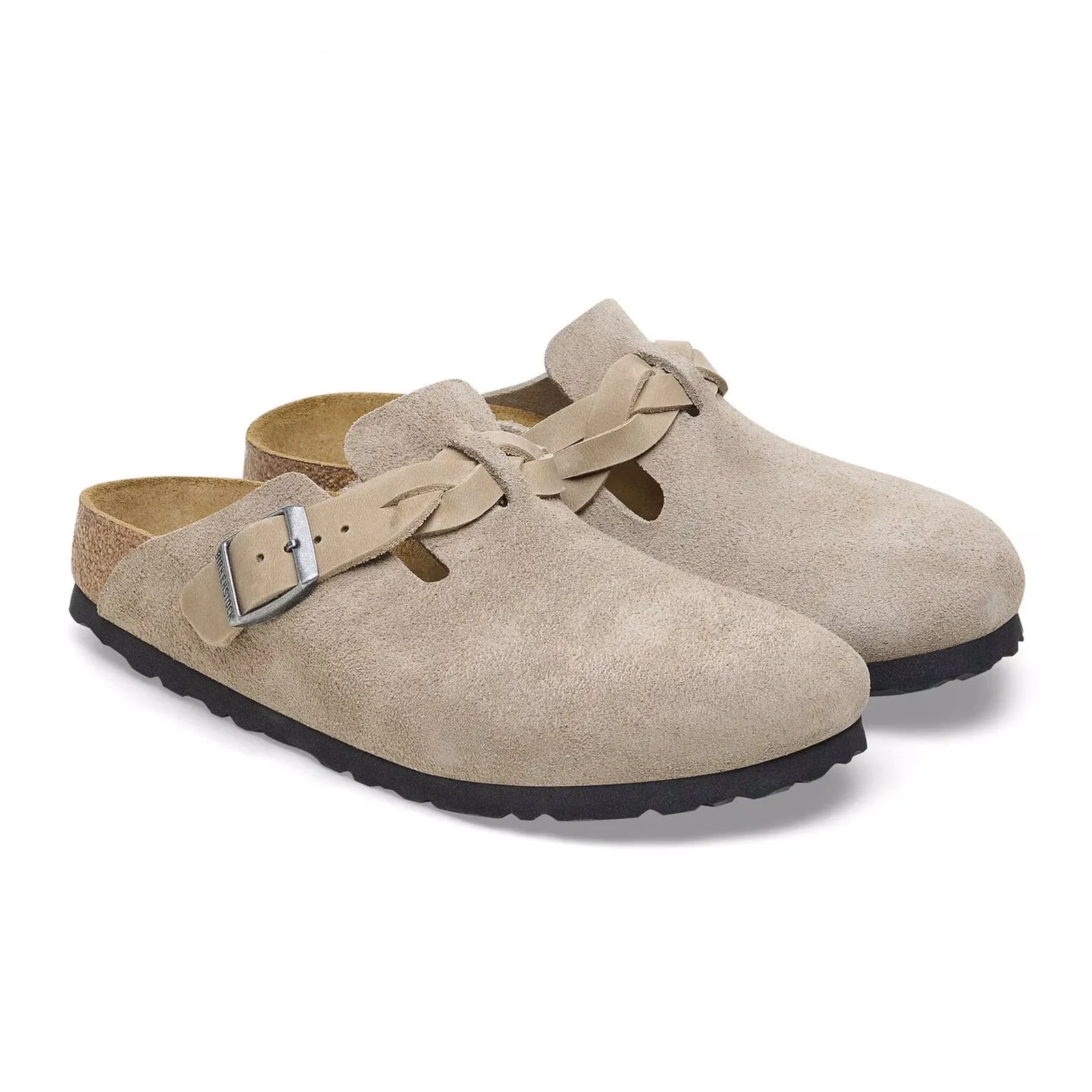 Birkenstock Boston Braid Narrow Clog (Women) - Taupe Suede