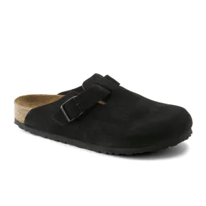 Birkenstock Boston Soft Footbed Narrow Clog (Unisex) - Black Suede