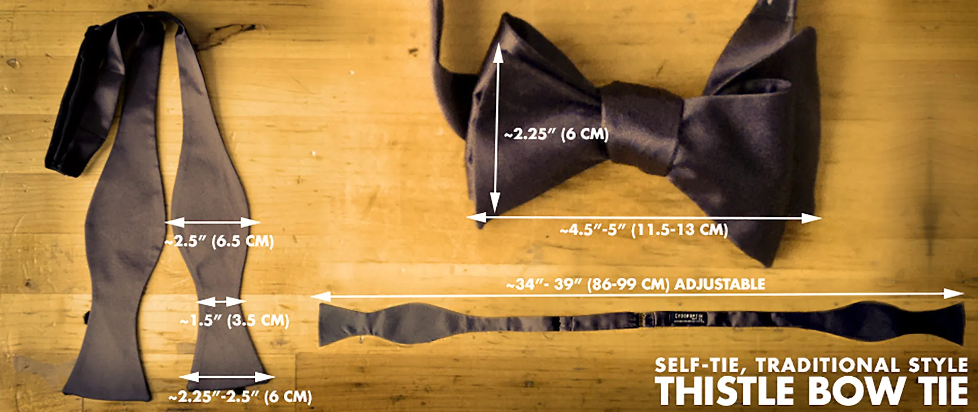 Black Bow Tie. Self Tie, Solid Color No Print