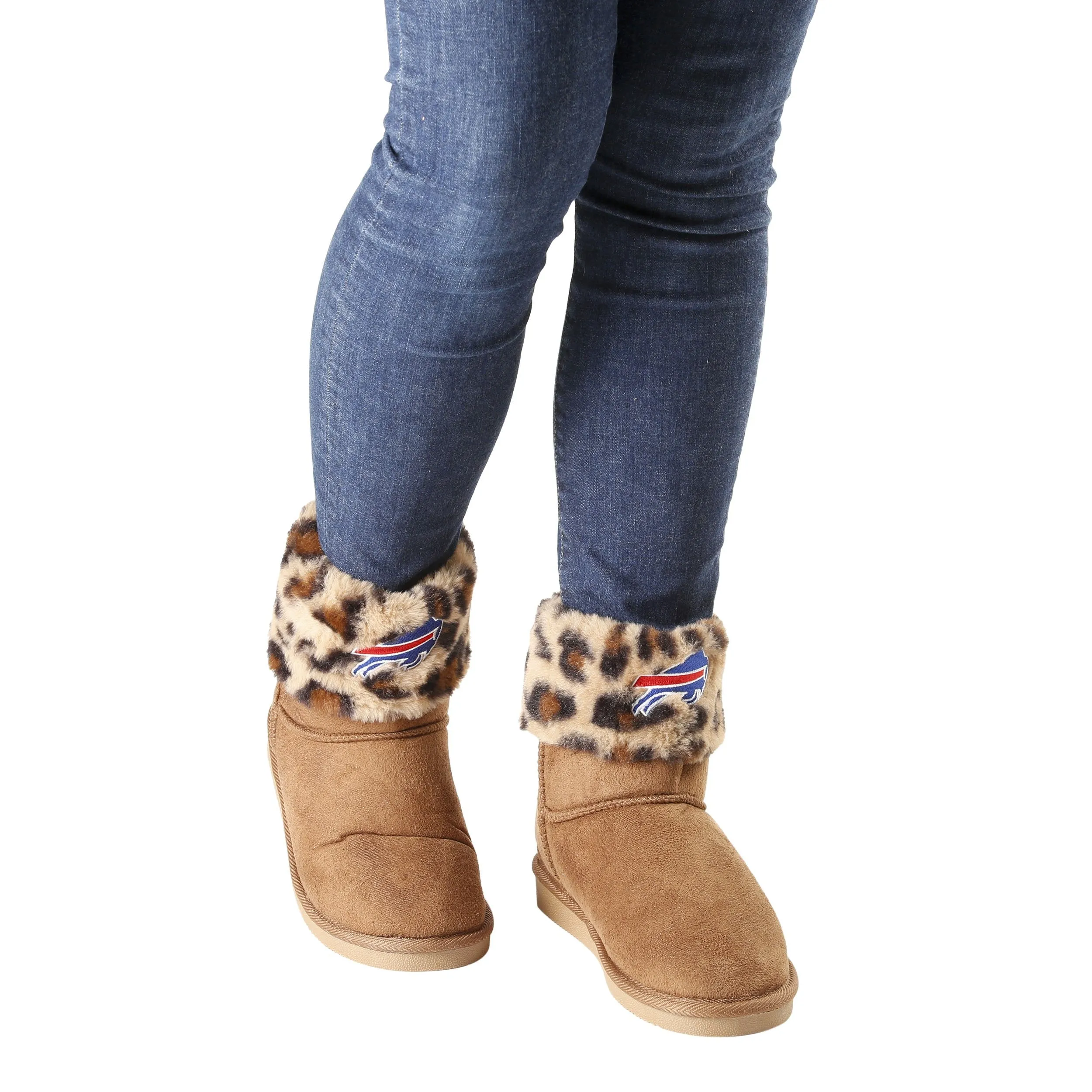 Buffalo Bills NFL Womens Cheetah Fur Boots