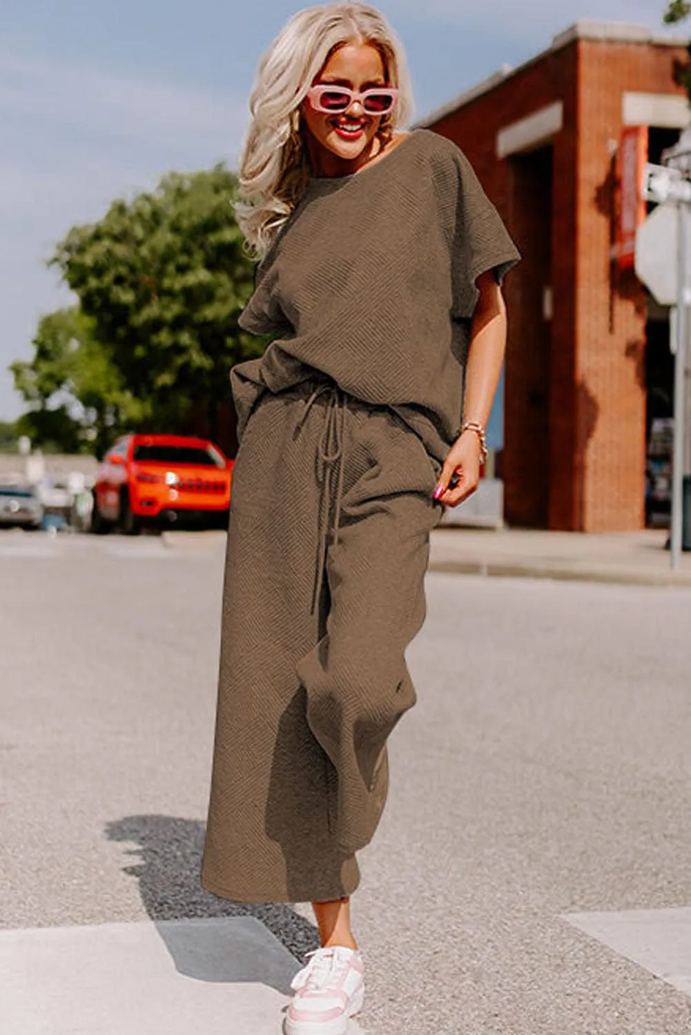 Casual Chic Two-Piece Textured Jumpsuit Outfit