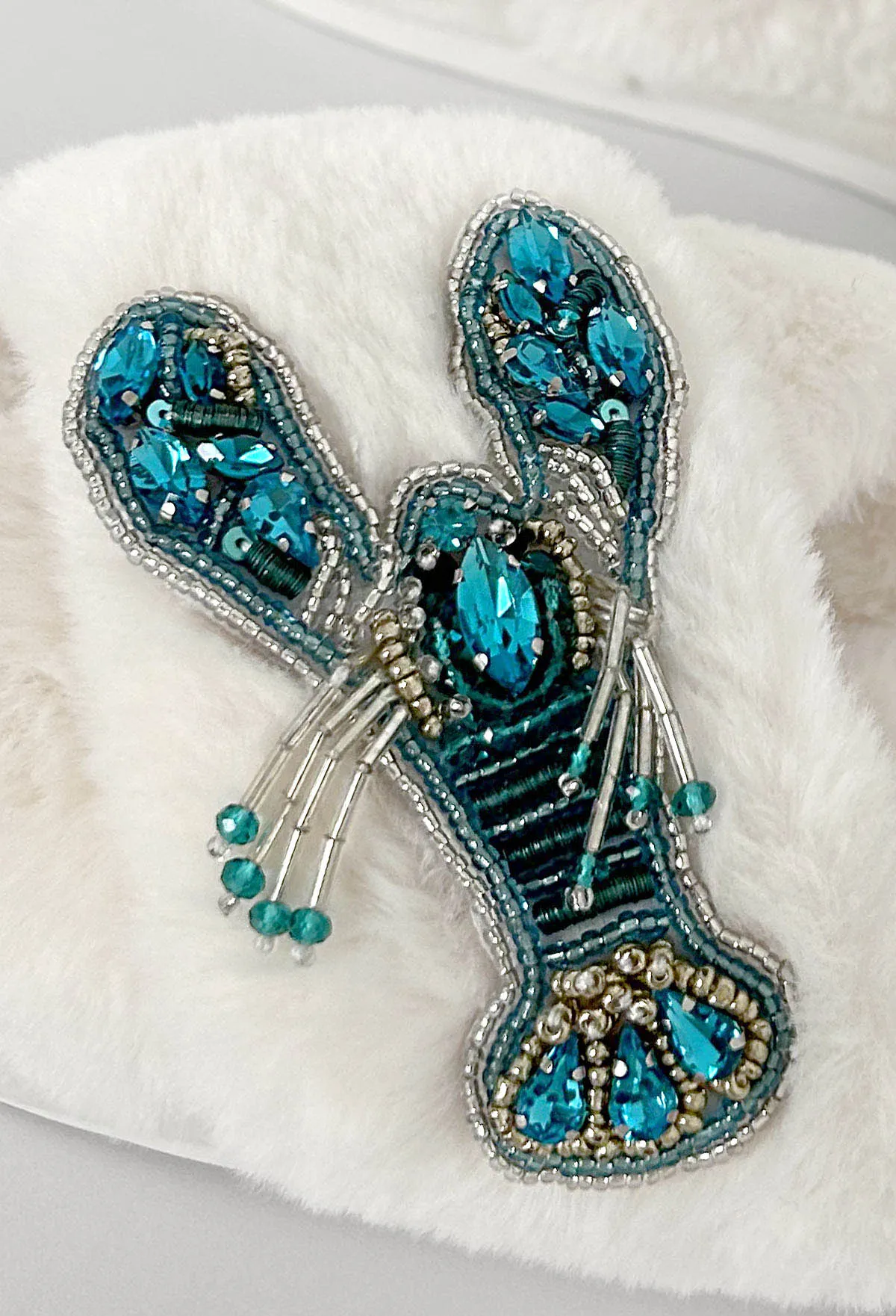 Celestia Cream Lobster Embellished Slippers