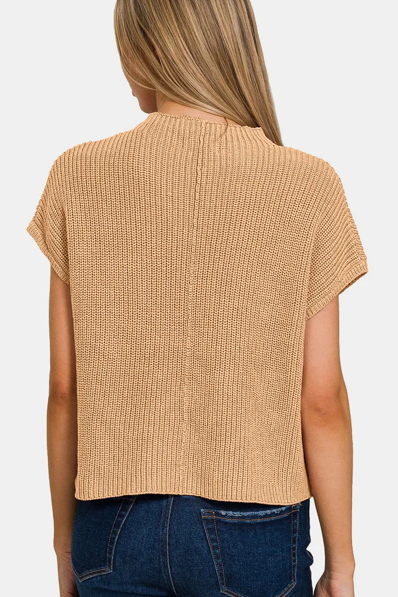 Chai Late Neck Cropped Sweater with Short Sleeve