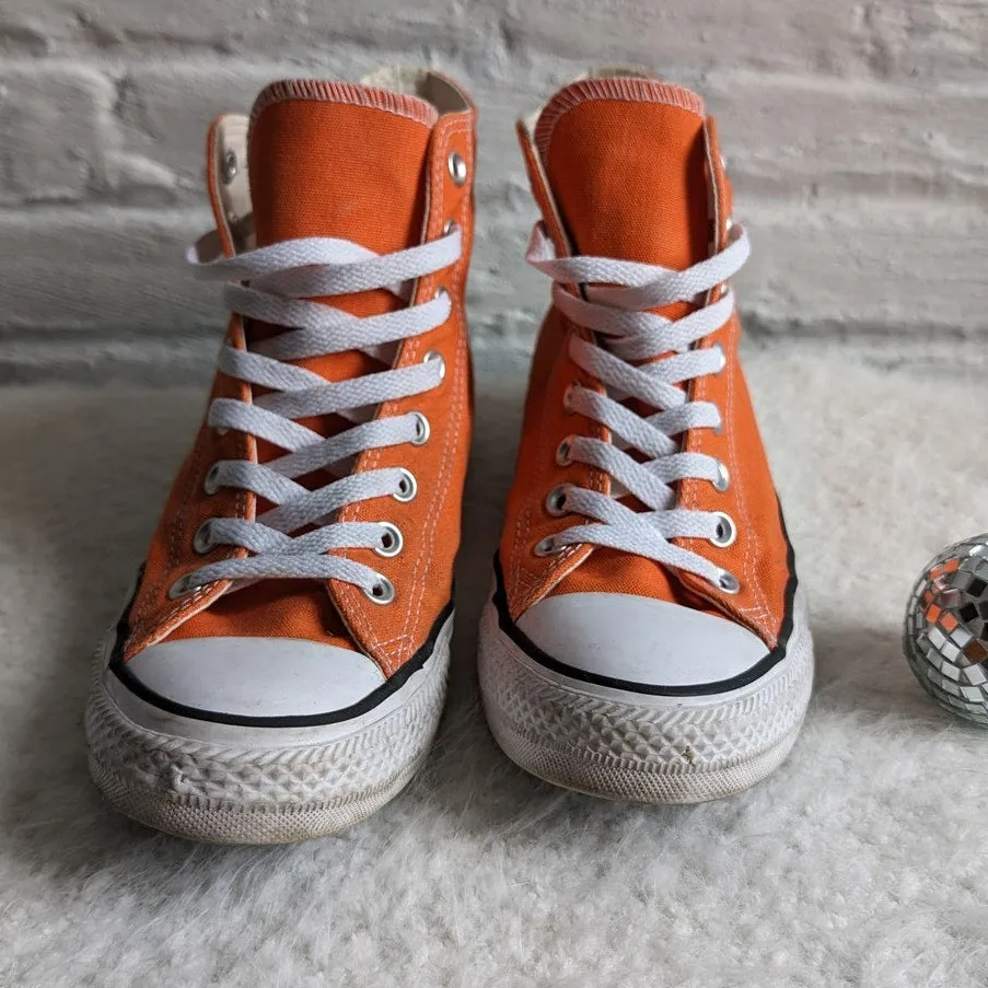 Converse Chucks Neon Orange Hightop Sneakers Skater Kicks Nerdcore Grunge Shoe