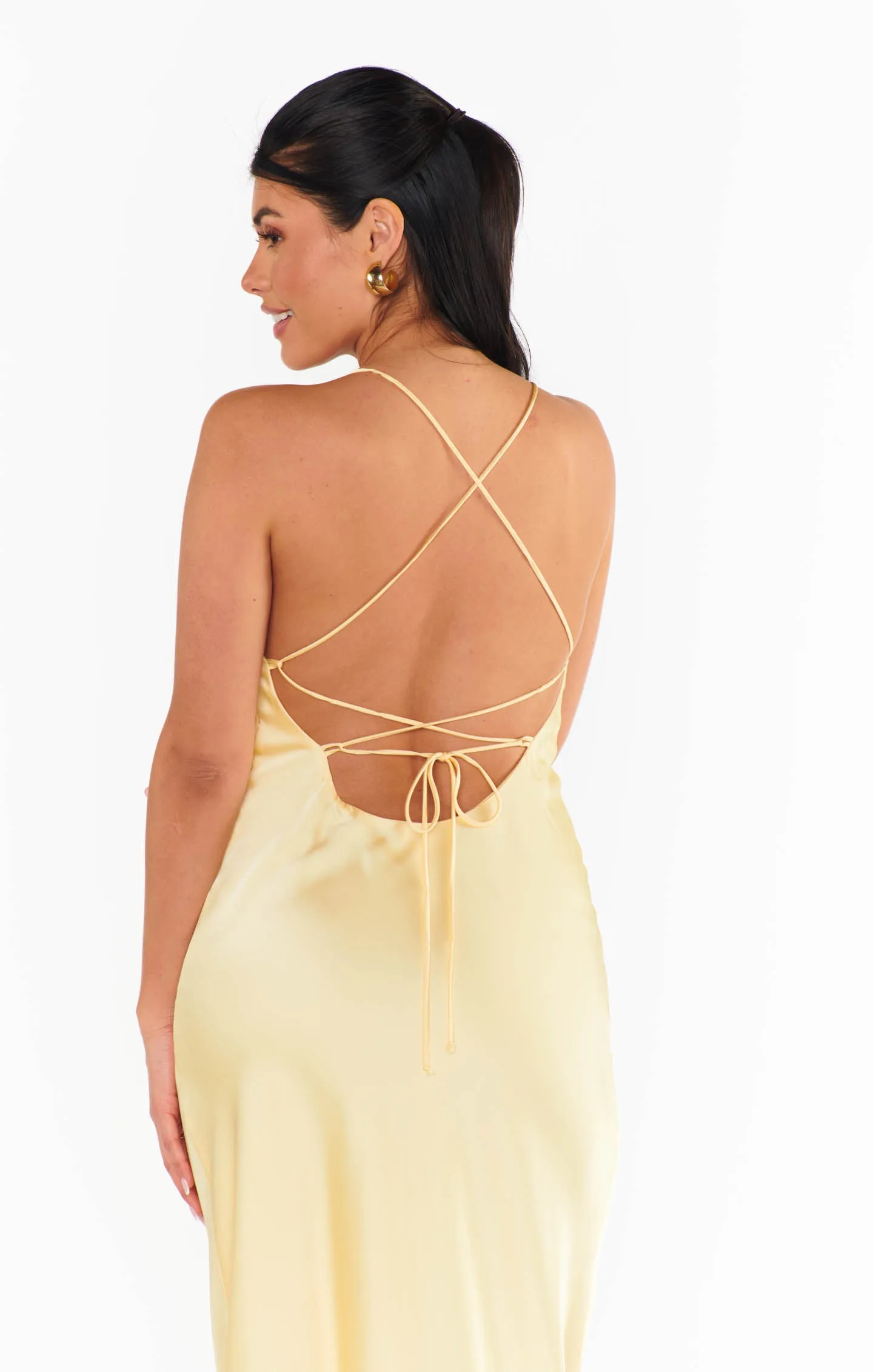 Dani Slip Dress ~ Pale Yellow Luxe Satin