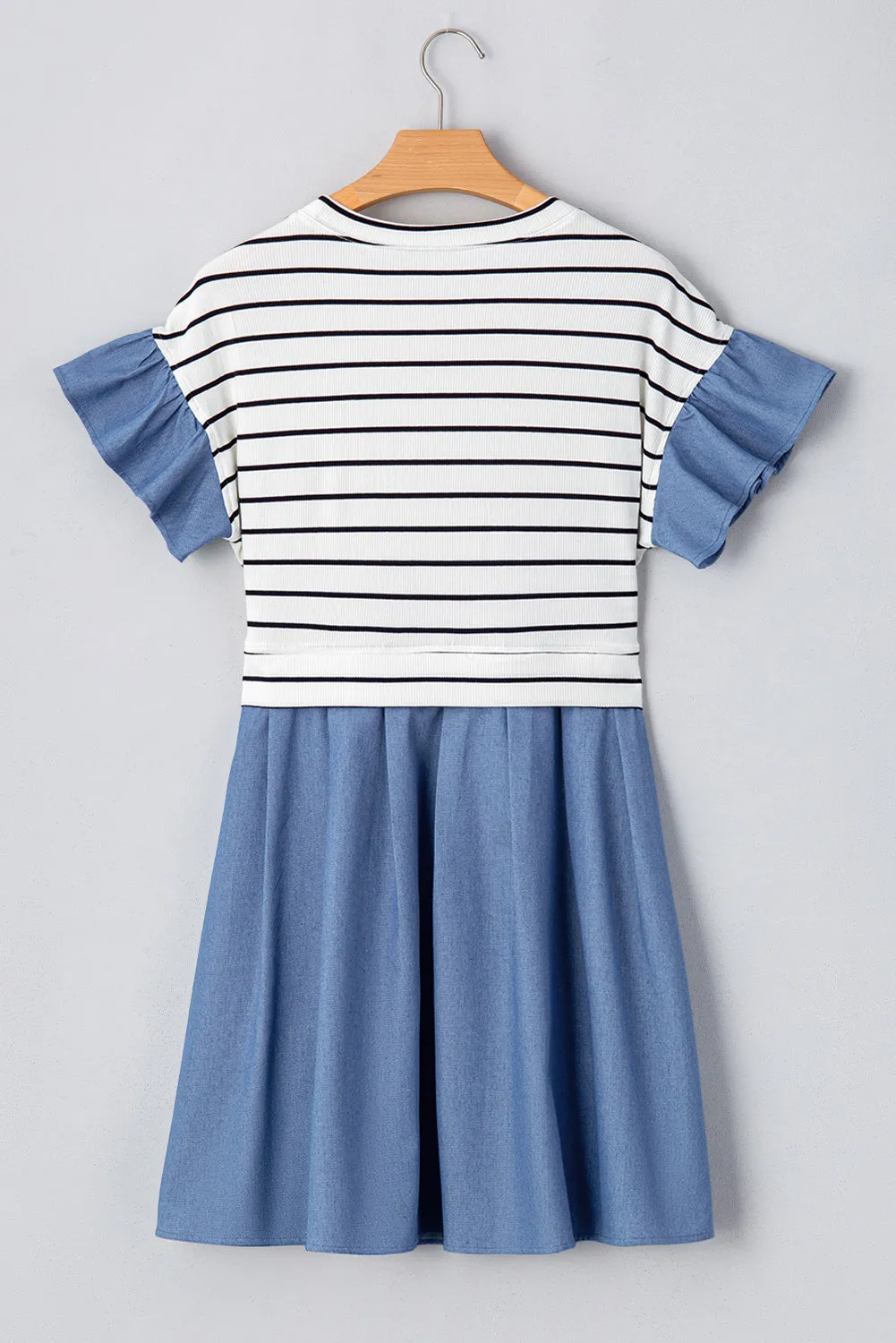 Danna Stripe Ruffle Denim Dress