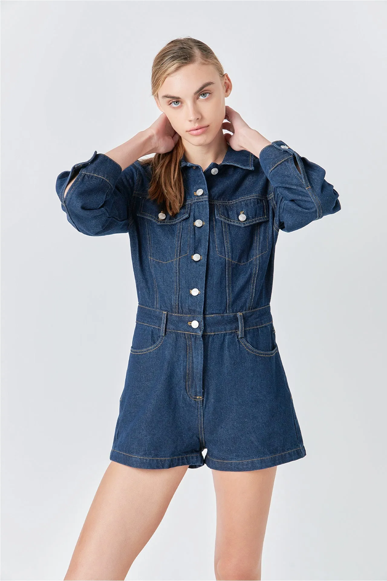 Denim Mini Jumpsuit