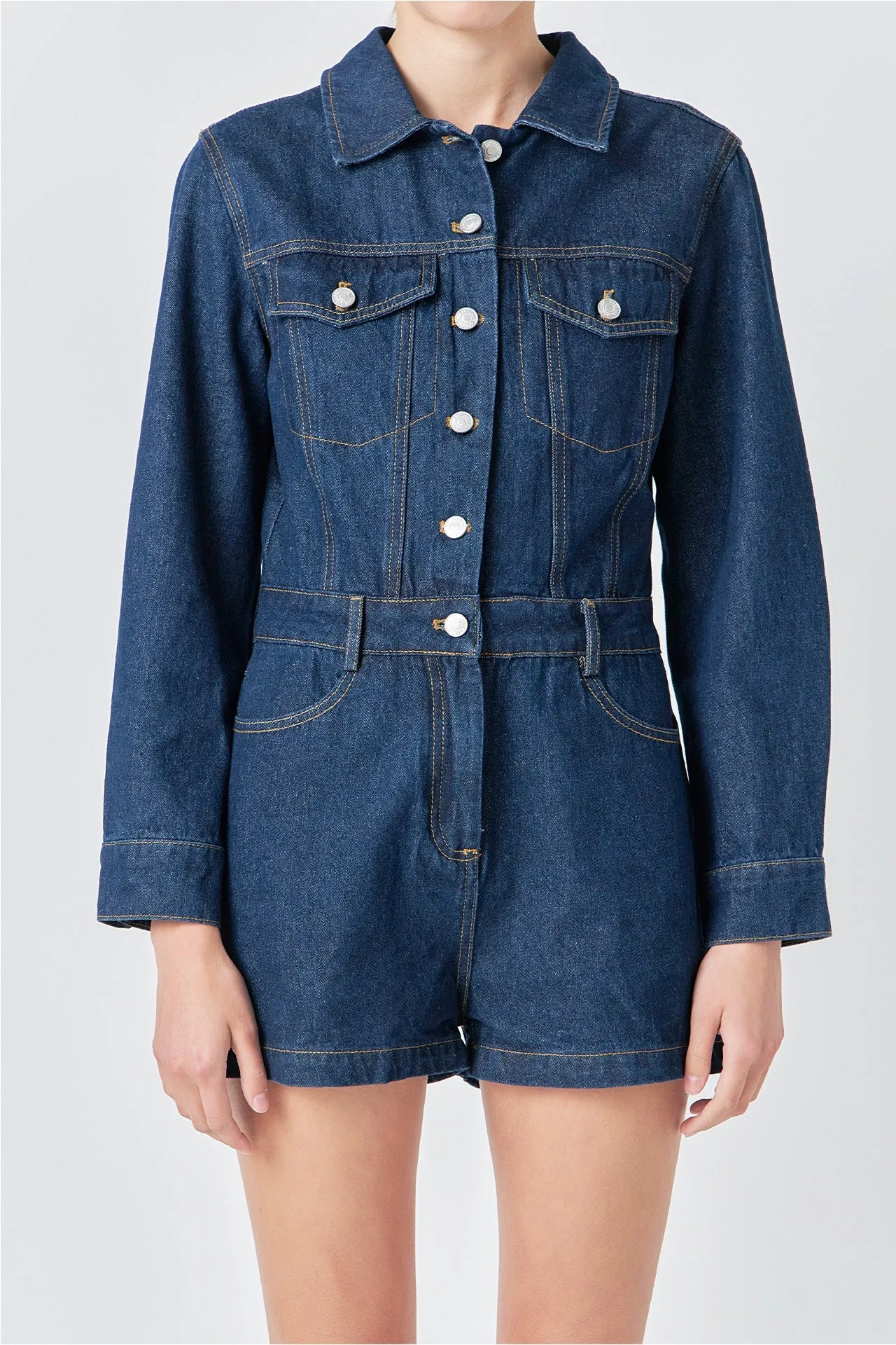 Denim Mini Jumpsuit