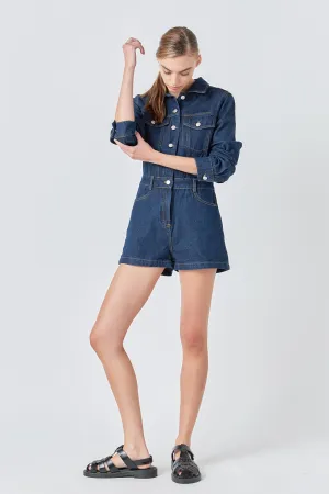 Denim Mini Jumpsuit