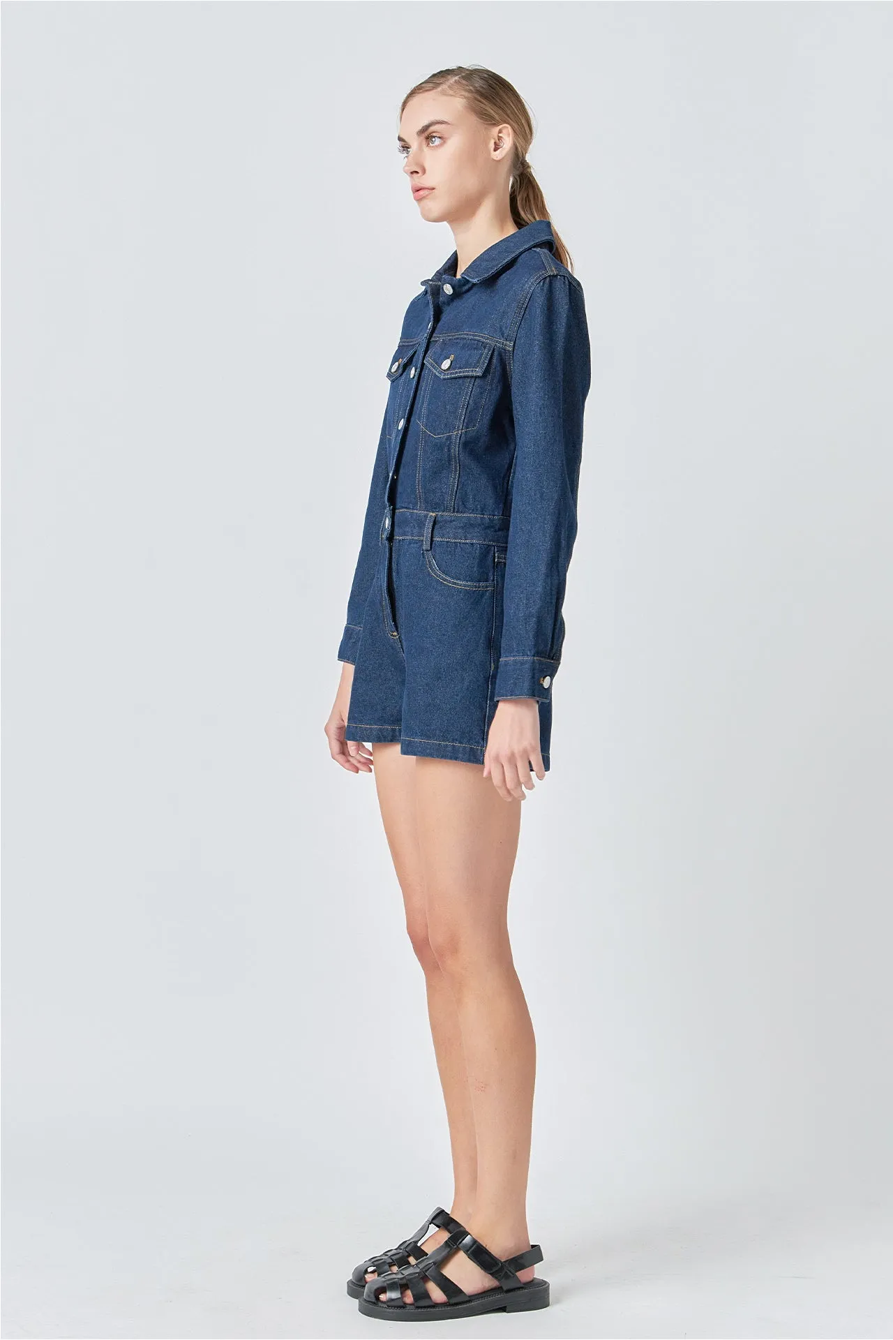 Denim Mini Jumpsuit