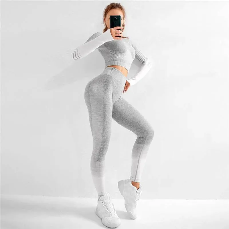 EP Sport Set Women Seamless Yoga Set Women Gym Clothes Long Sleeve