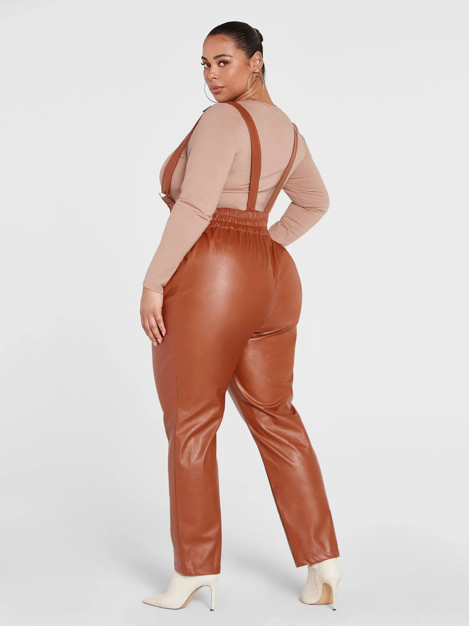 Fashion To Figure - Amelia Faux Leather Suspender Pants