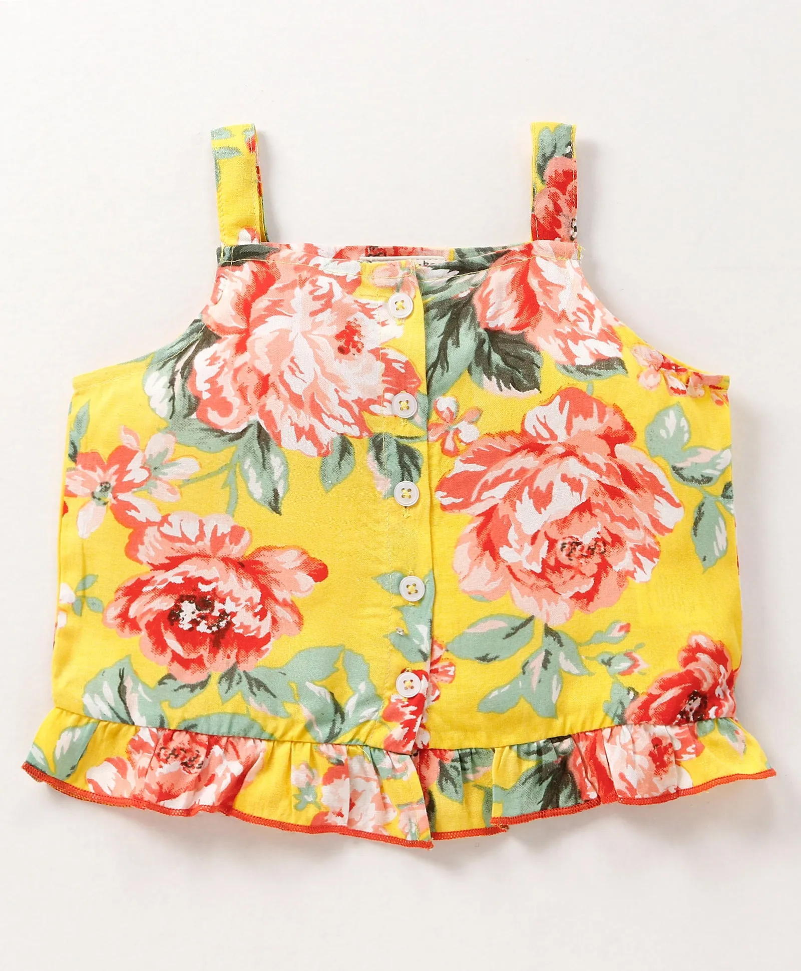 Floral Printed Straped Top Belted Short Set