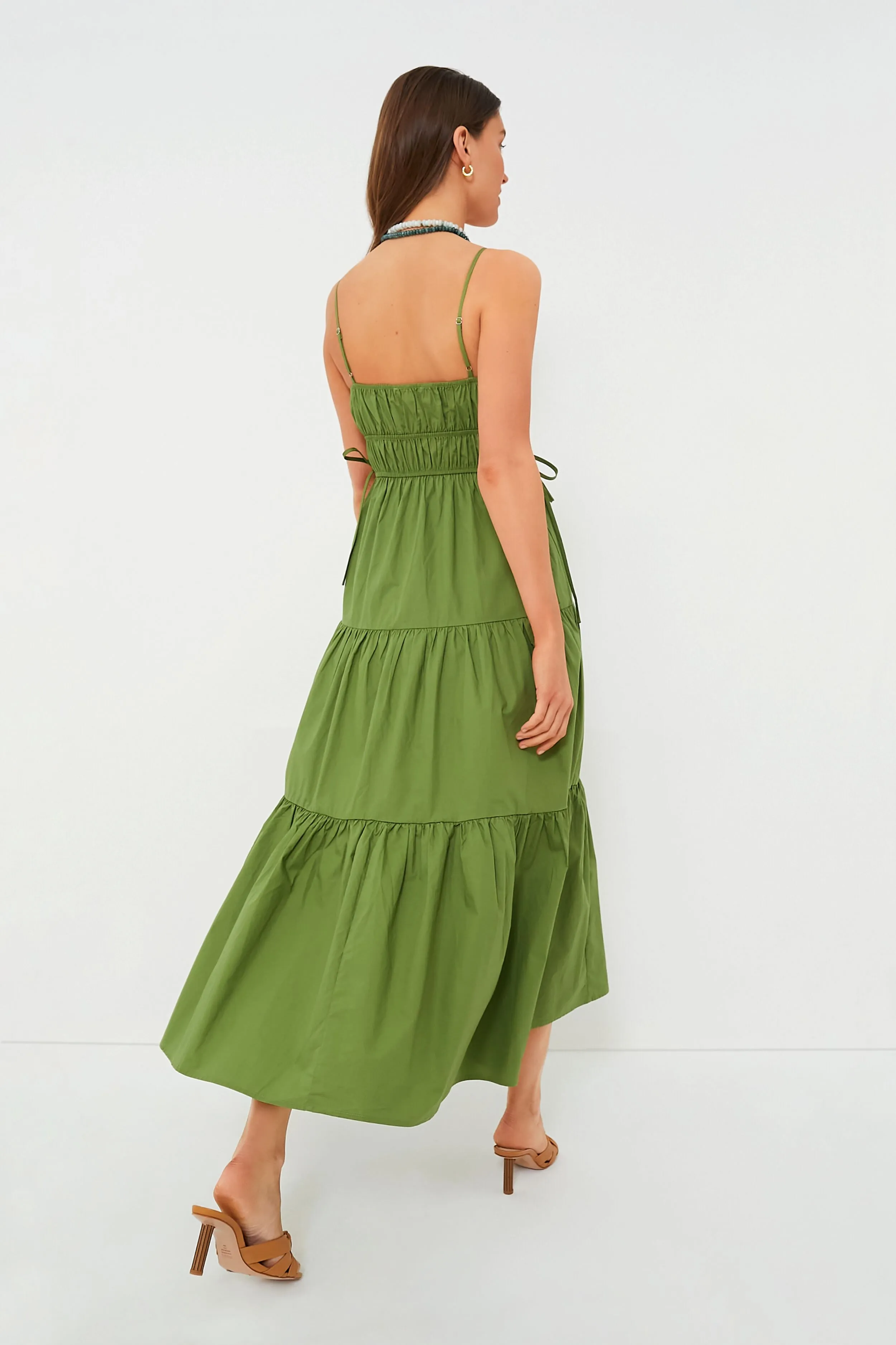 Green Ruched Maxi Dress