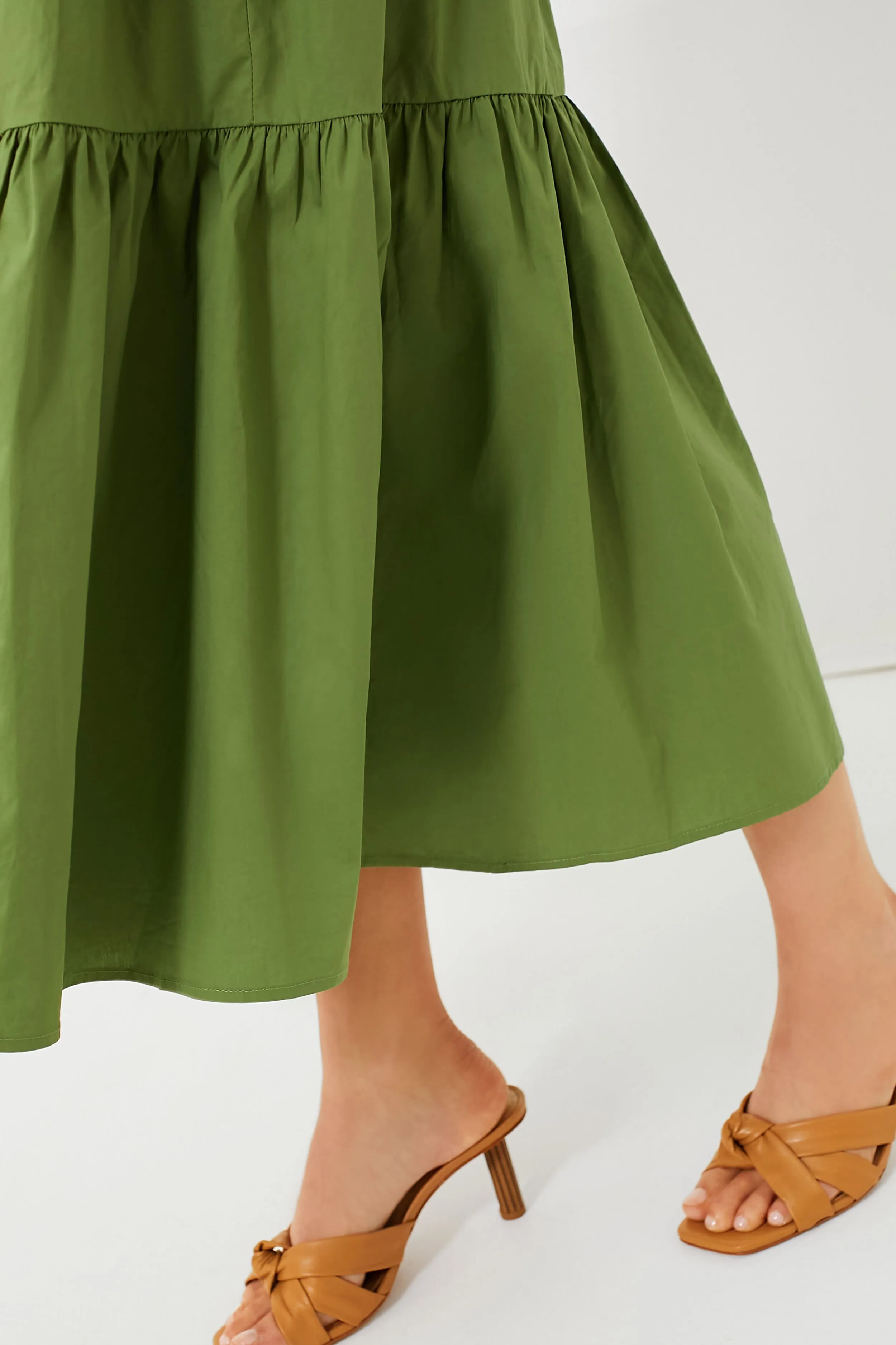 Green Ruched Maxi Dress