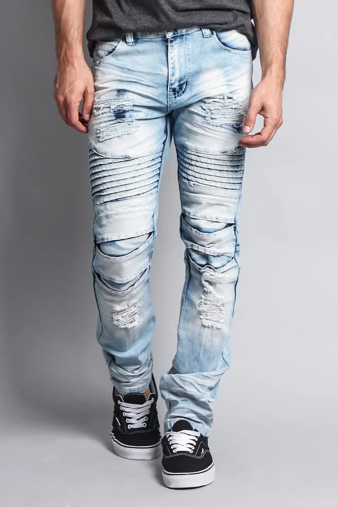 Heavy Dye Biker Denim Jeans