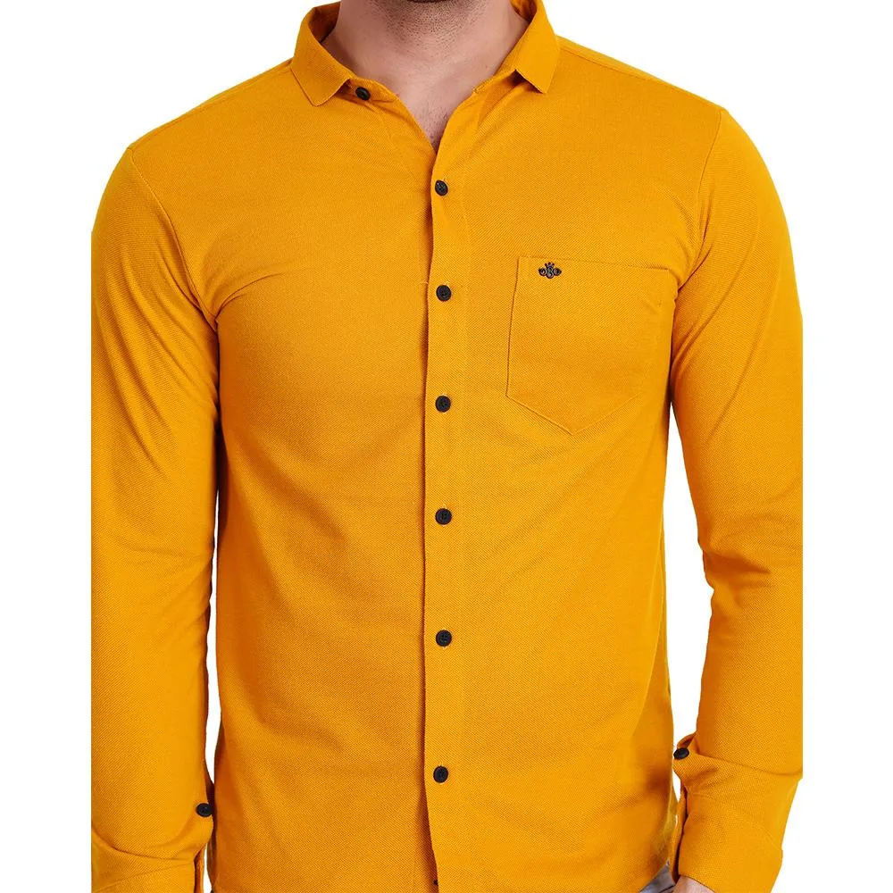 HiFlyers Men Polo Neck Solid Shirtyellow