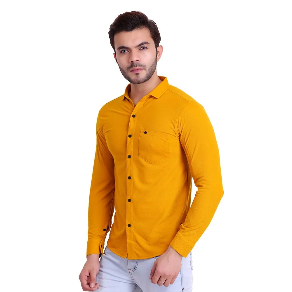 HiFlyers Men Polo Neck Solid Shirtyellow