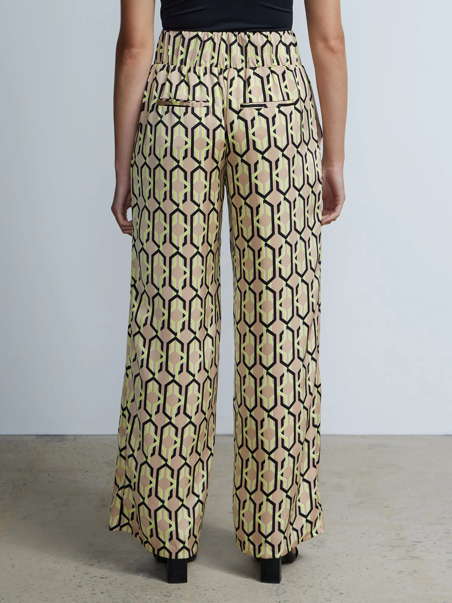 High Waist Link Print Palazzo Pant