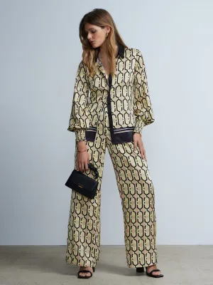 High Waist Link Print Palazzo Pant