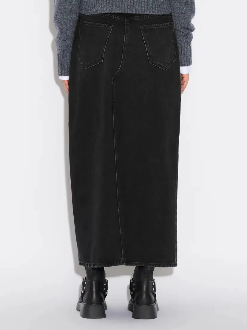 HOLZWEILER DENIM LONG SKIRT BLACK