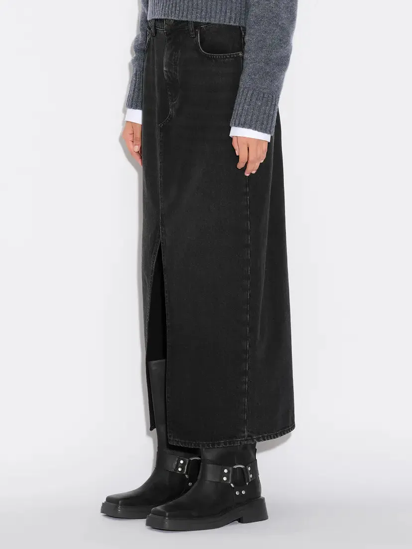 HOLZWEILER DENIM LONG SKIRT BLACK