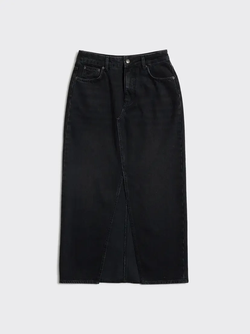 HOLZWEILER DENIM LONG SKIRT BLACK