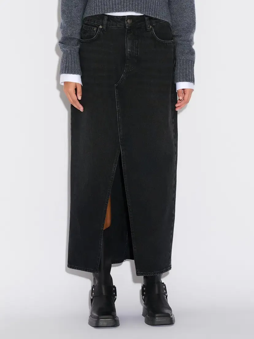 HOLZWEILER DENIM LONG SKIRT BLACK