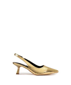 Ipekyol Shiny Textured Sling Back Heels Gold