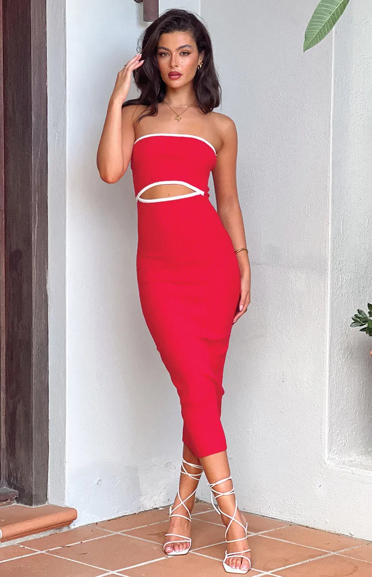 Isobel Red Midi Dress