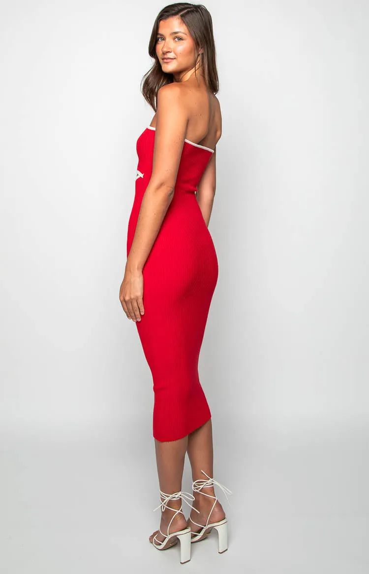 Isobel Red Midi Dress