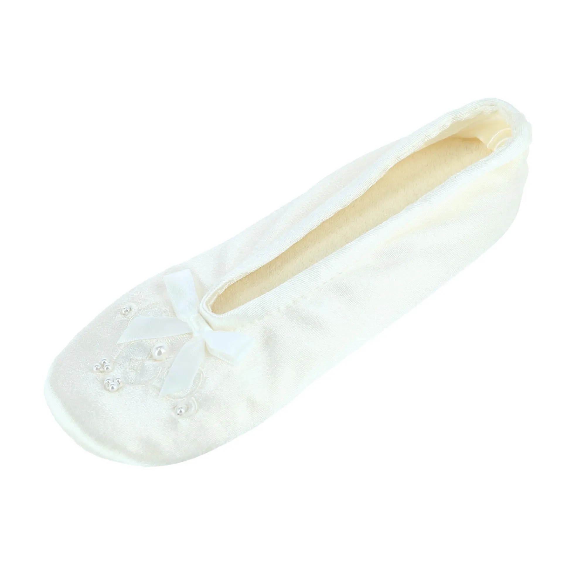 Isotoner Girl's Satin Pearl Ballerina Slippers