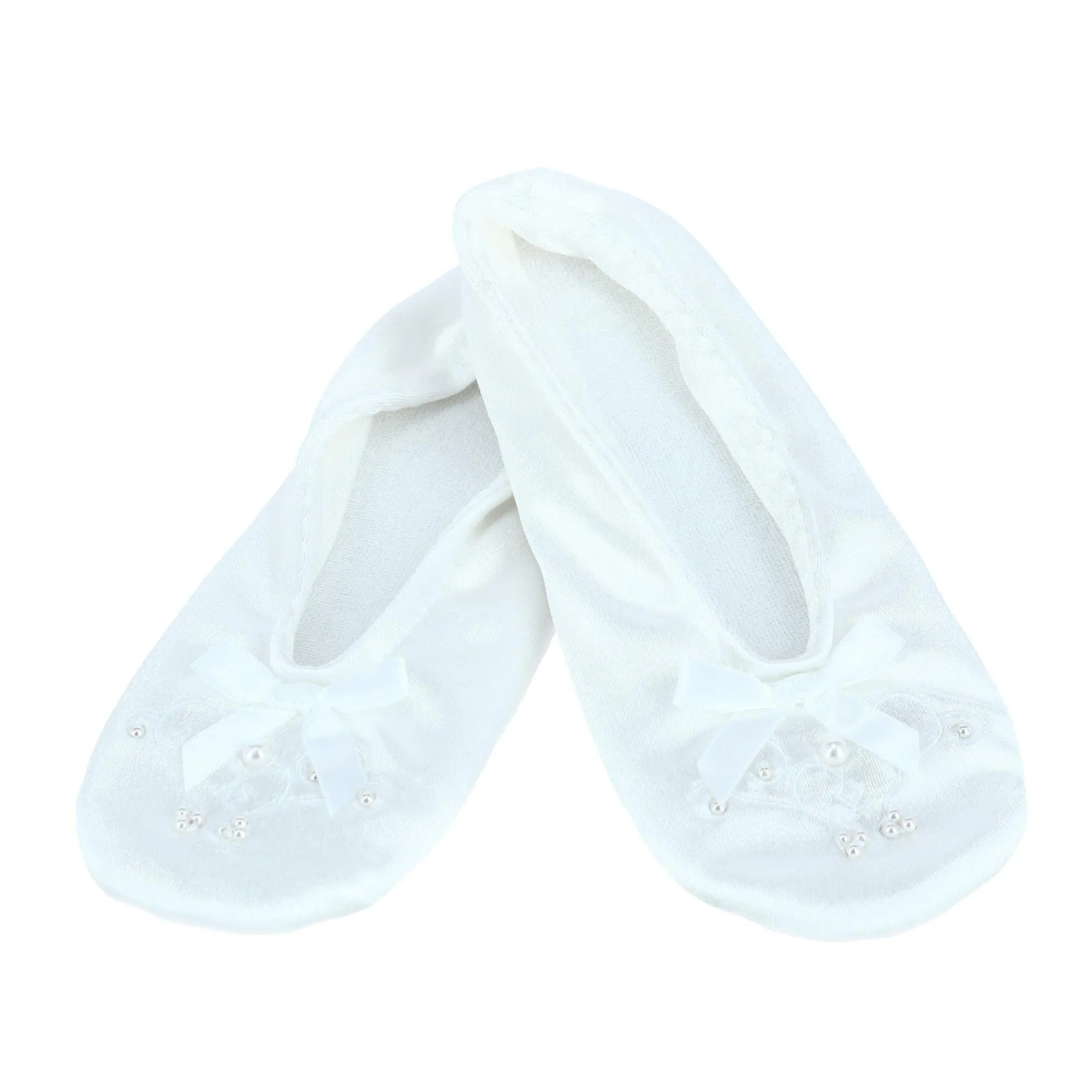 Isotoner Girl's Satin Pearl Ballerina Slippers