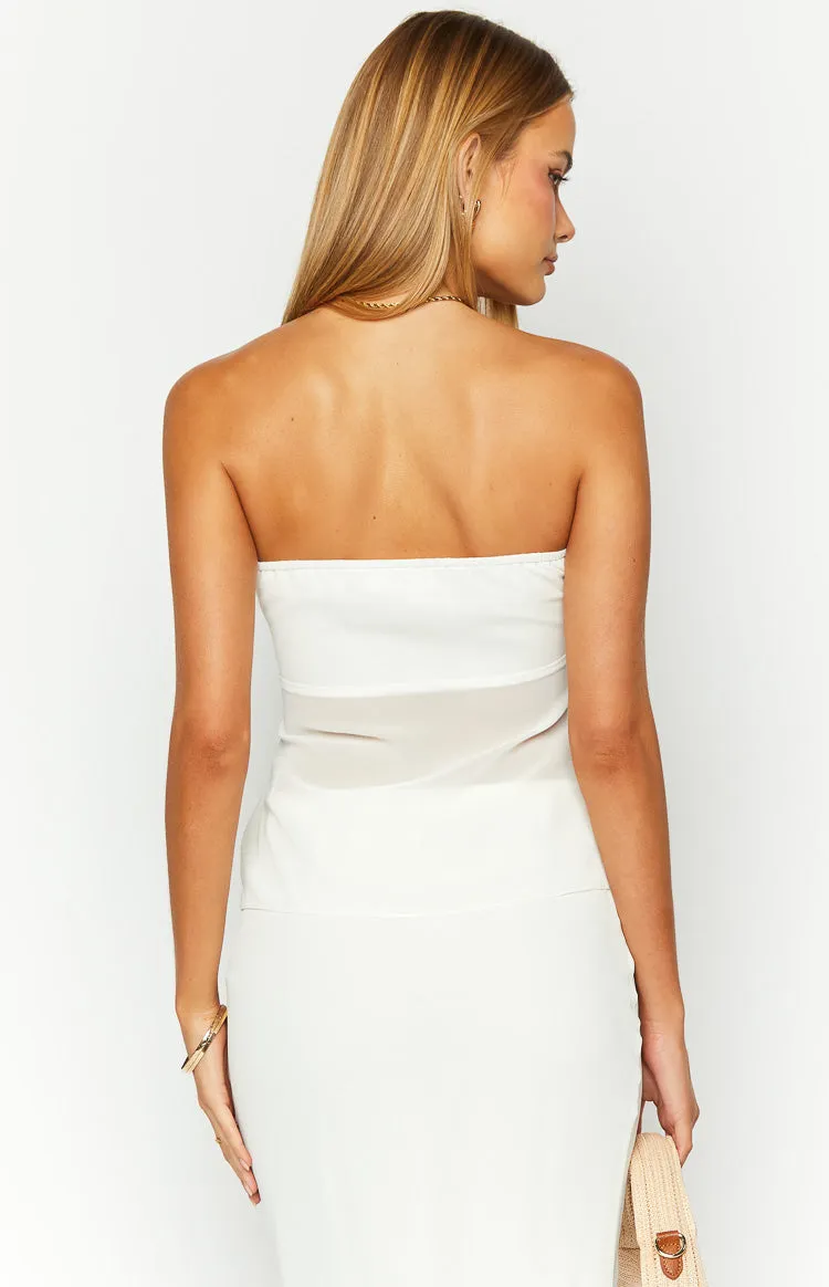 Jacqulin White Strapless Top