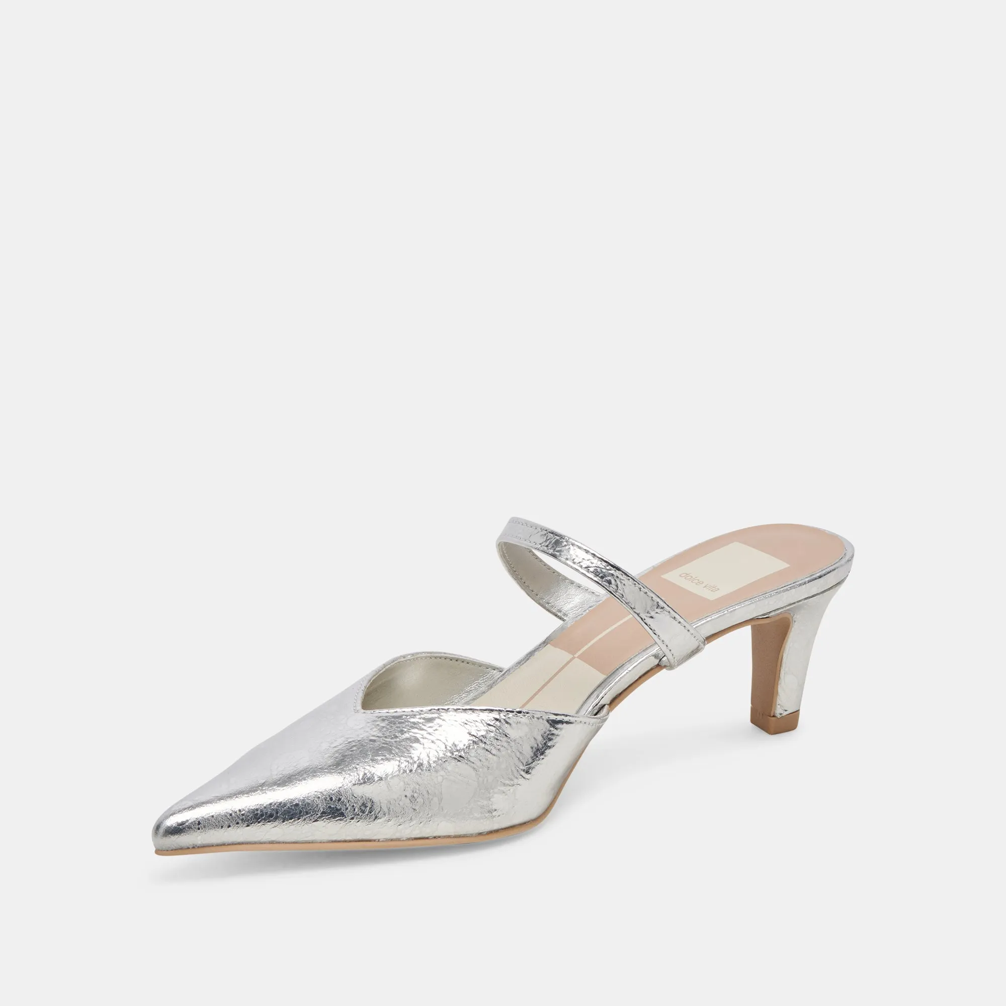 KANIKA MID HEELS SILVER DISTRESSED LEATHER