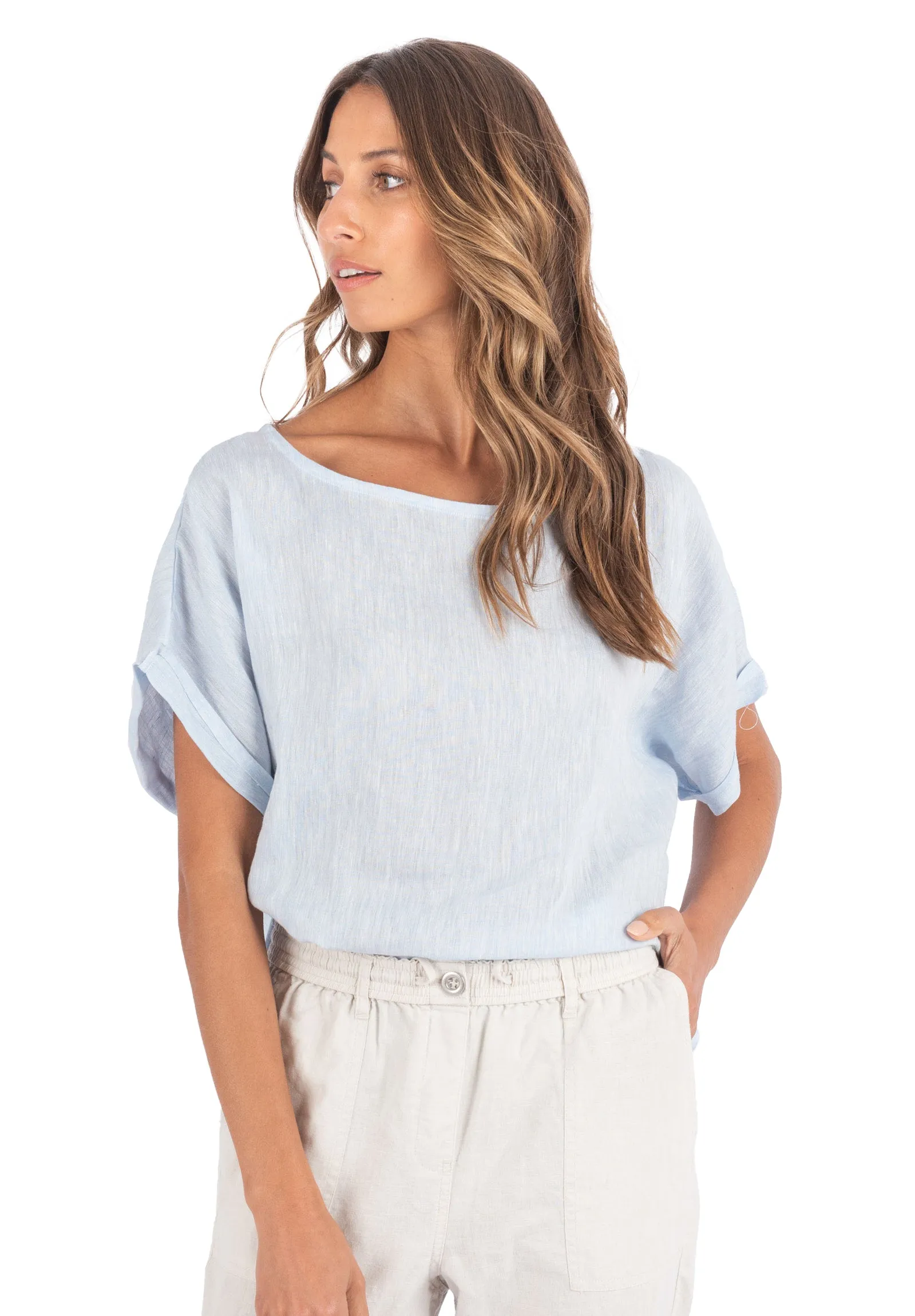 Kaori Sky, Kimono Sleeve Linen Top