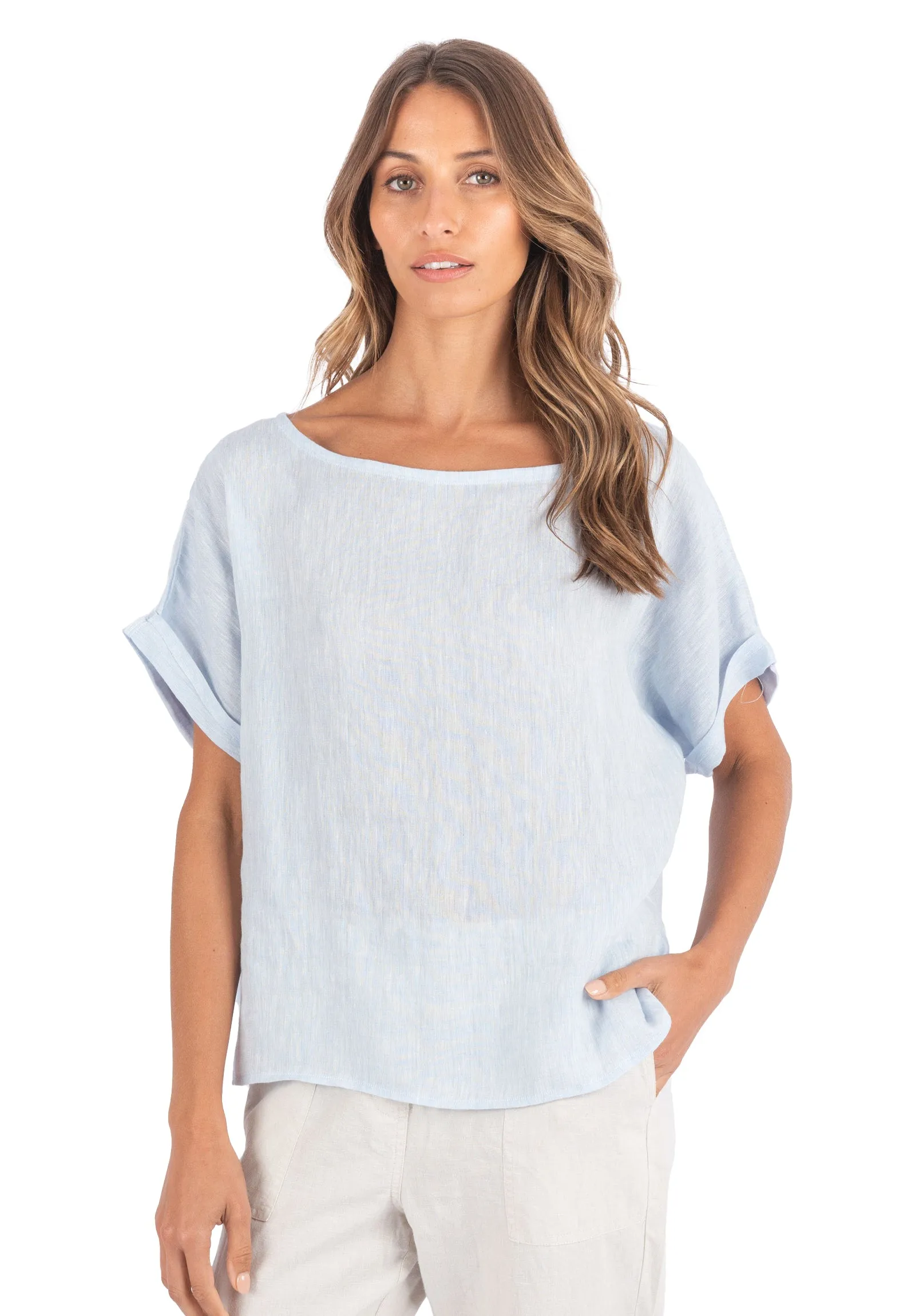 Kaori Sky, Kimono Sleeve Linen Top