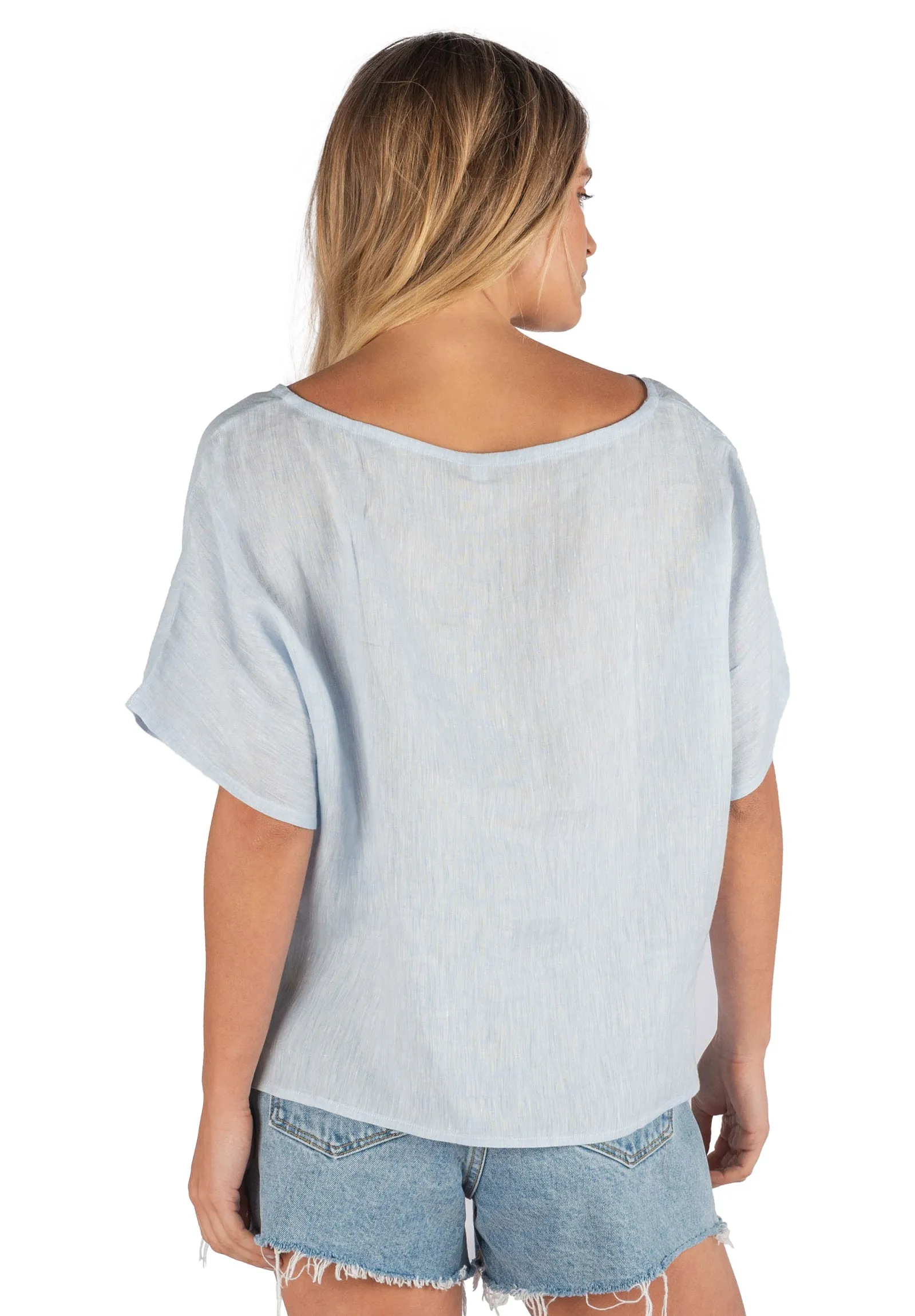 Kaori Sky, Kimono Sleeve Linen Top