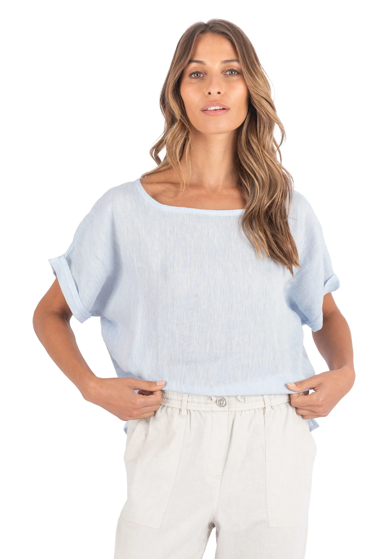 Kaori Sky, Kimono Sleeve Linen Top