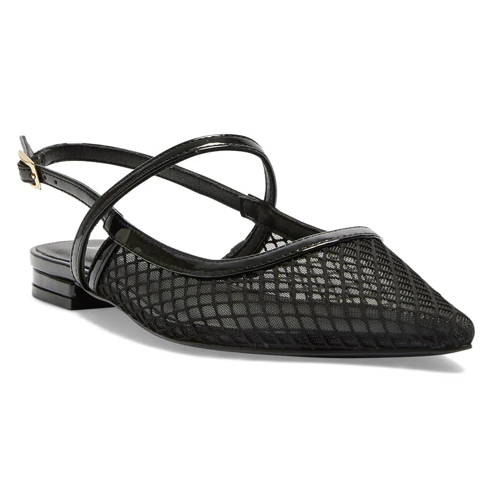 Kelsey Flat in Black Mesh Patent