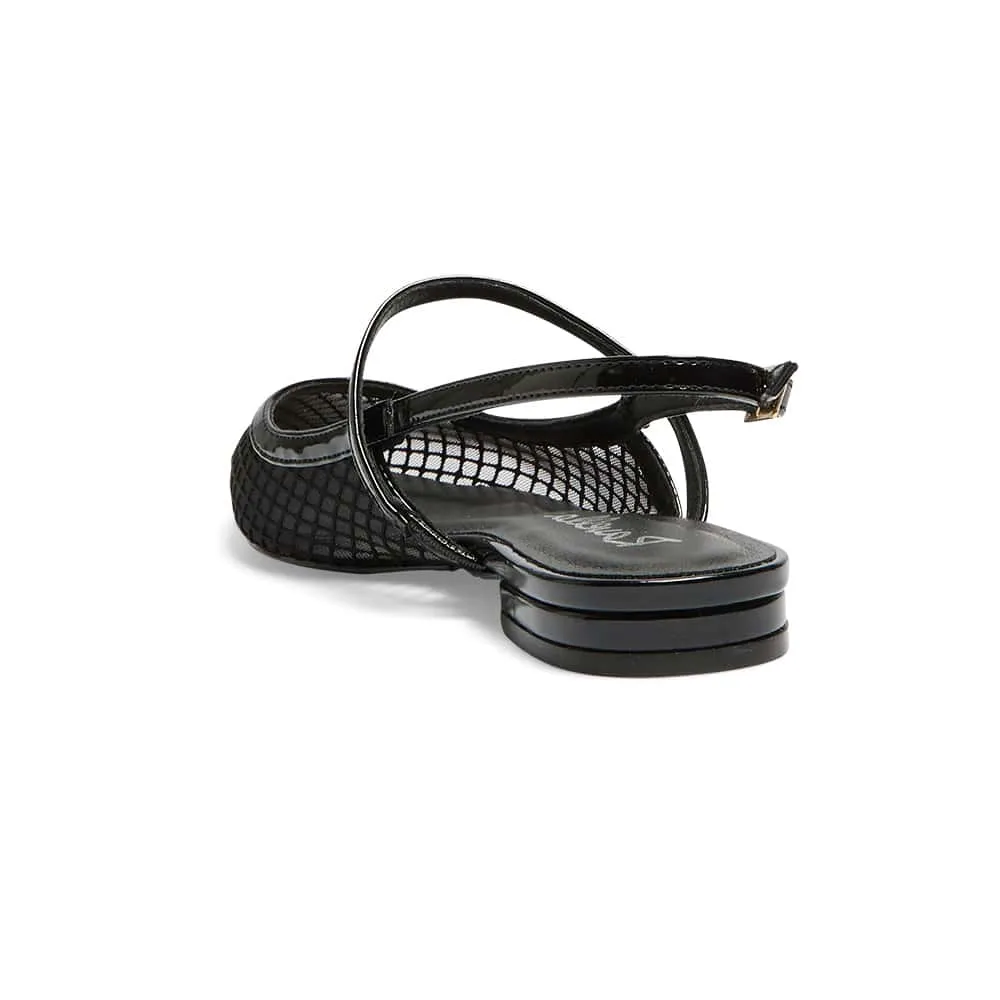 Kelsey Flat in Black Mesh Patent