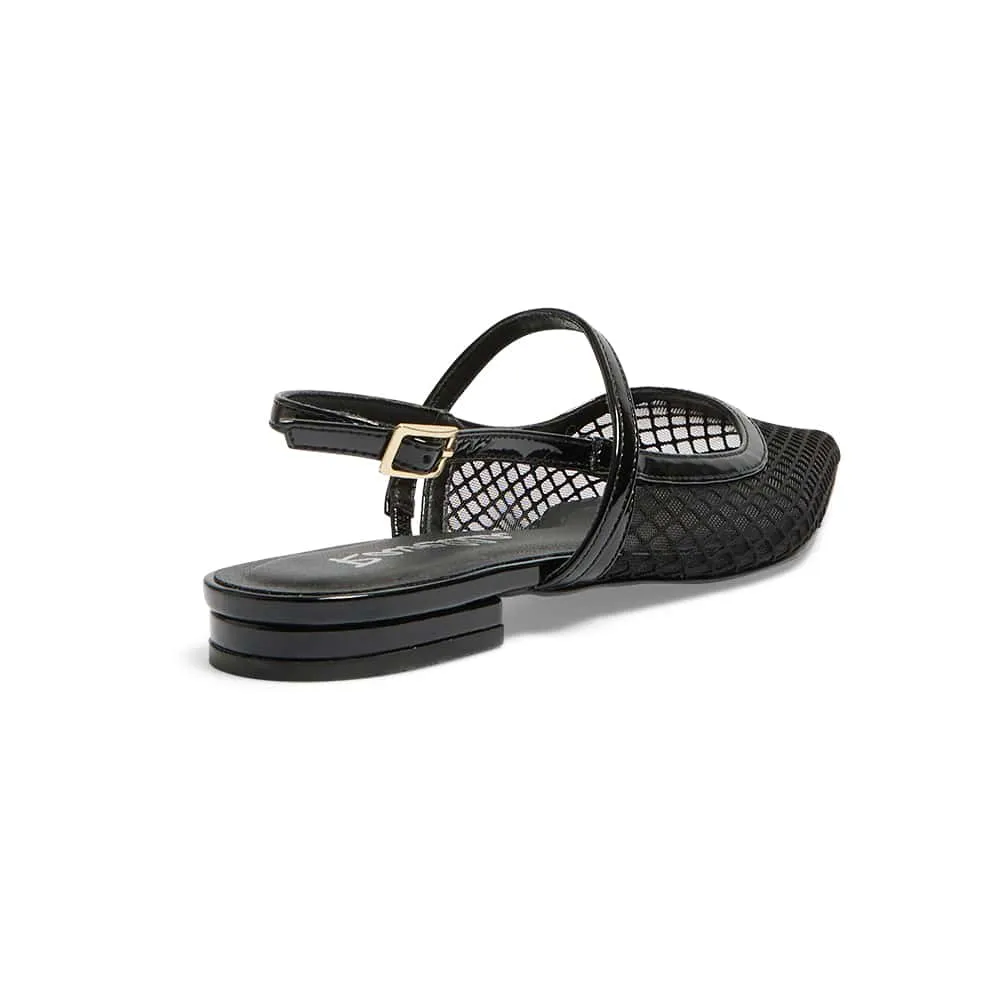 Kelsey Flat in Black Mesh Patent