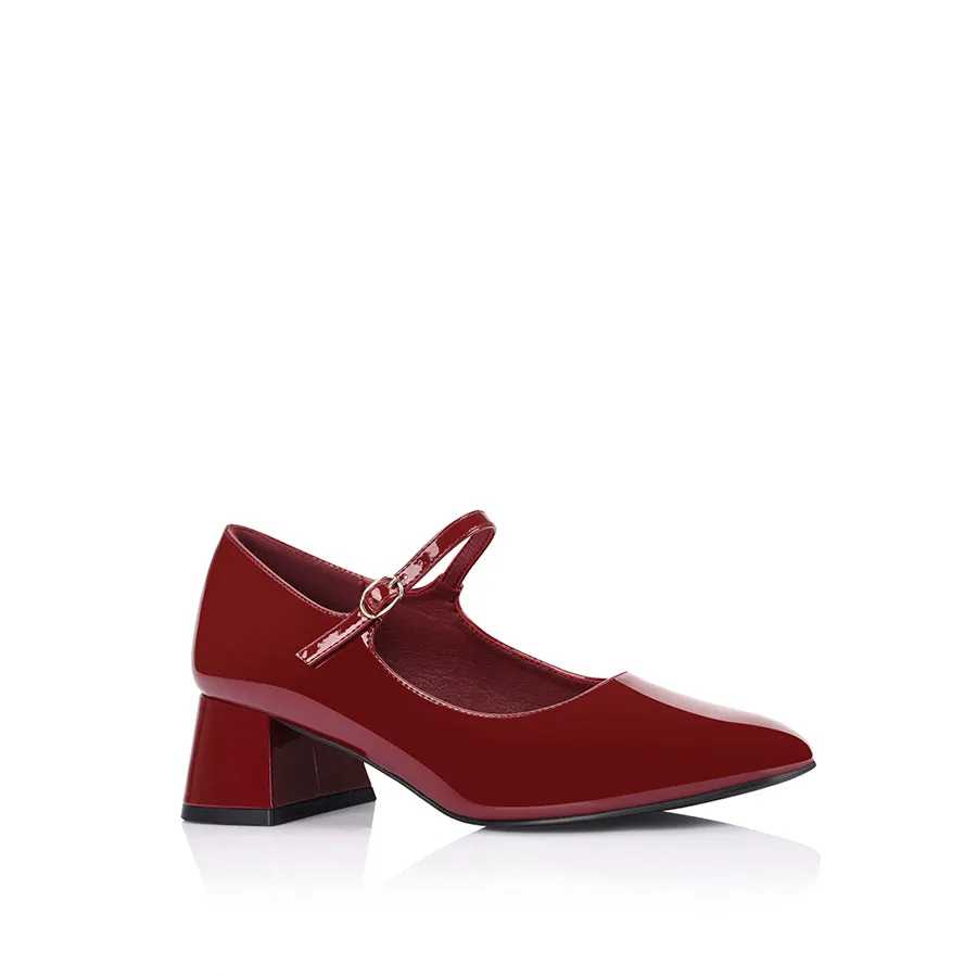 Kenna Mary Jane Block Heels - Wine Patent