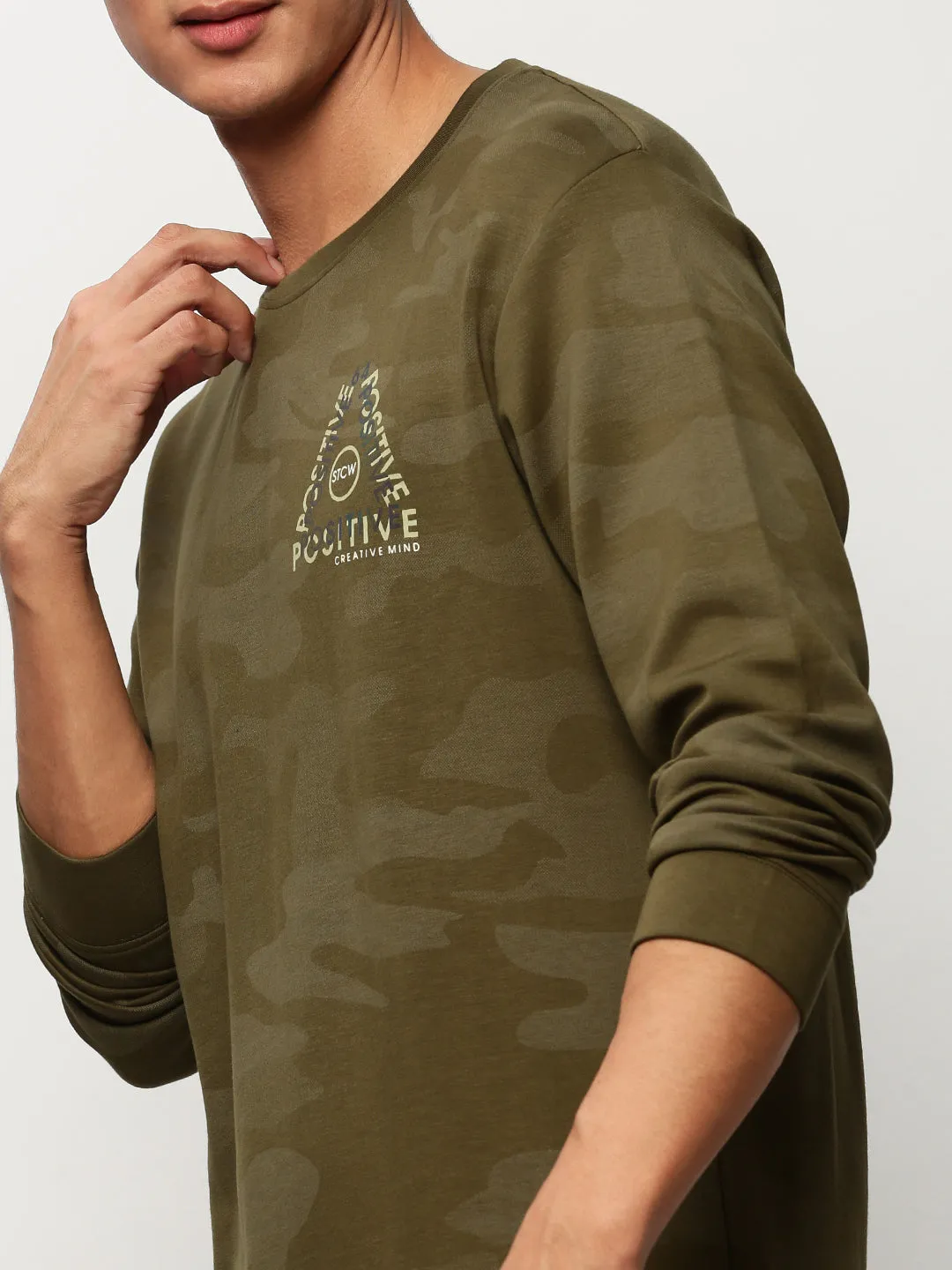 Men Green Camouflage Casual Sweatshirts